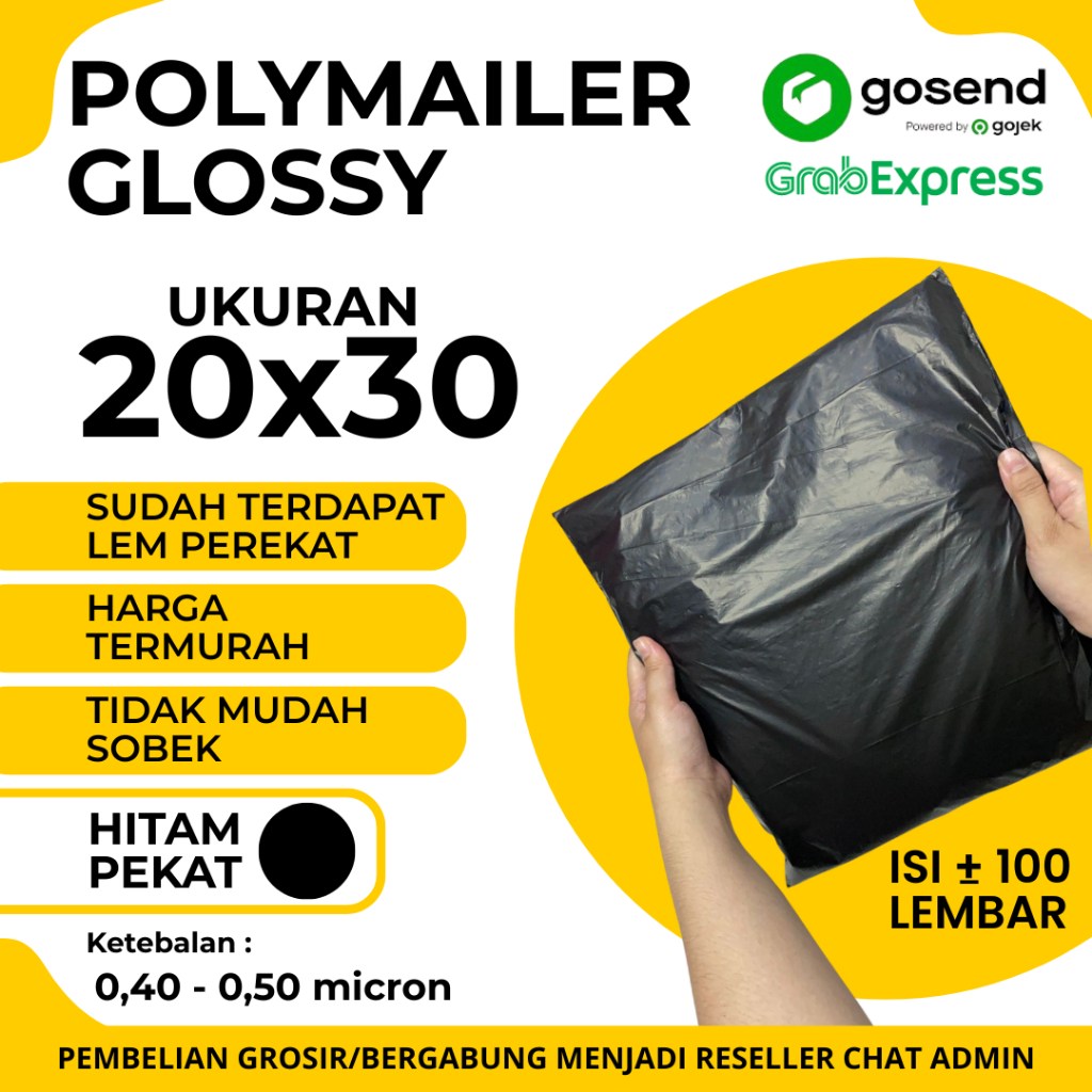 

Plastik Polymailer Glossy Premium 100 Lembar – 20x30 – Packing Tebal, Lem Kuat, Anti Sobek