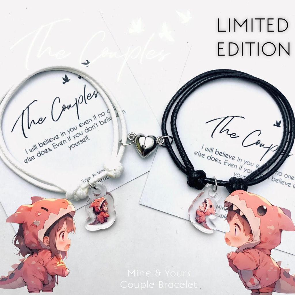NEW Gelang Couple Magnet Liontin BOY & GIRL STYLE DINO Couple Lucu Kekinian Sepasang | Couple Bracel