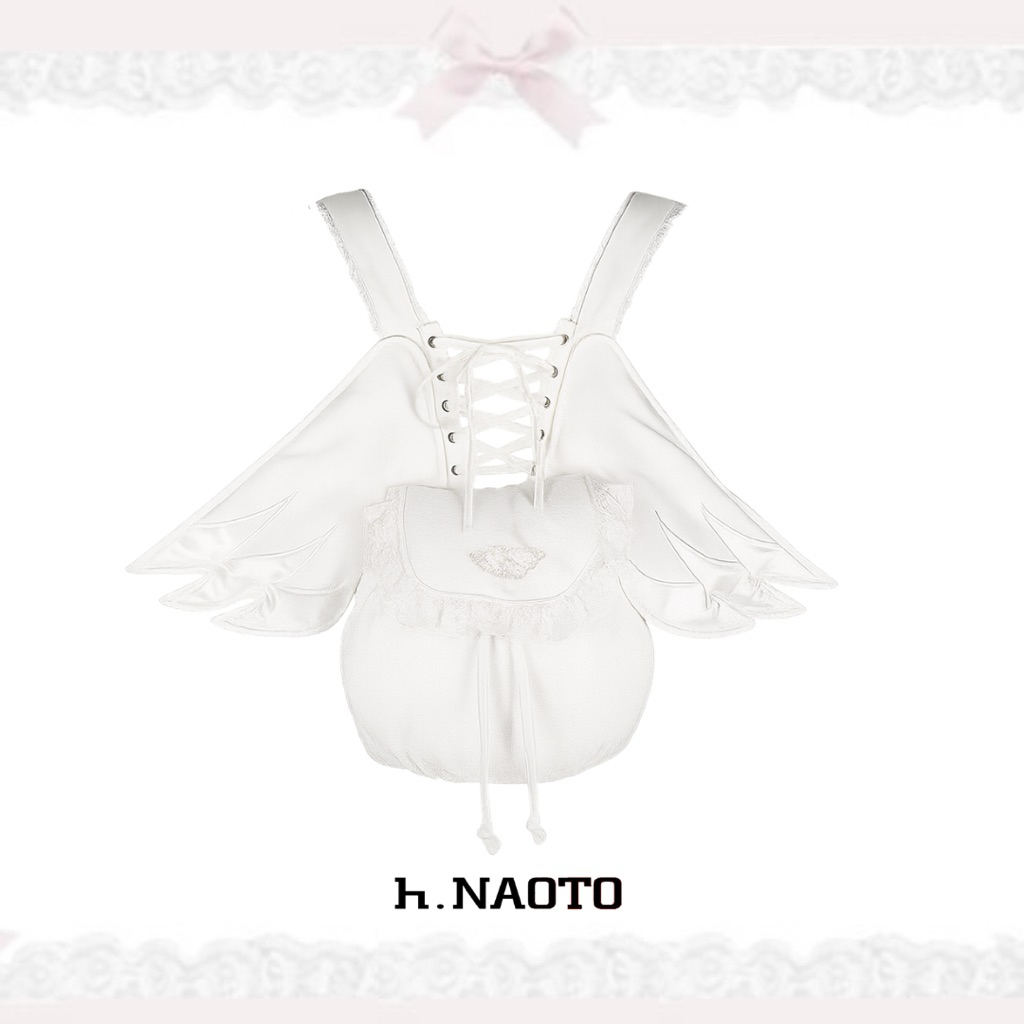 [H. NAOTO] Angel Wings Lace Backpack / Kawaii Lolita Fantasy Bag