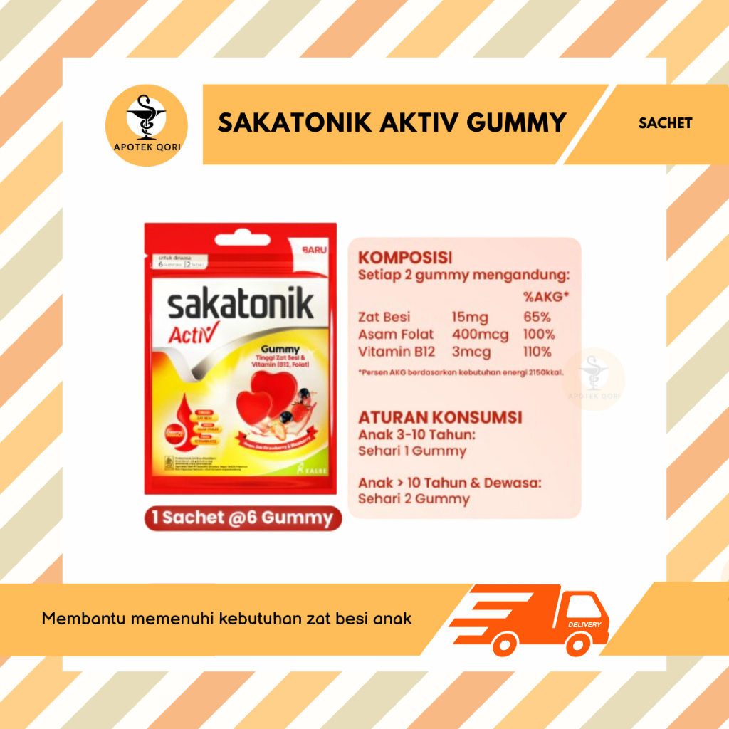SAKATONIK ACTIV GUMMY PER SACHET / SUPLEMEN ZAT BESI UNTUK ANAK