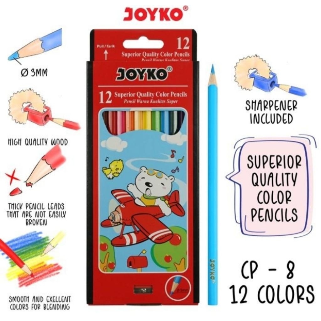 

Color Pensil warna Joyko CP-8 12 warna