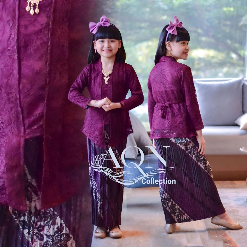 Setelan kebaya anak BROKAT kutu baru kebaya anak perempuan kartini wisuda 5-12 Tahun