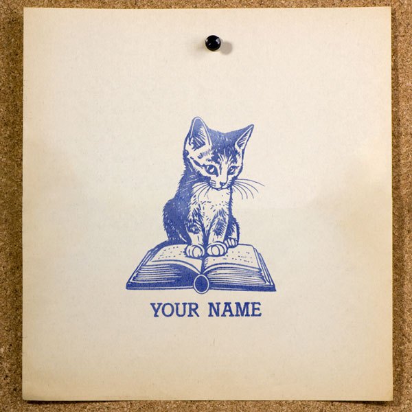 

Stempel Buku Ex Libris Kustom Nama | Desain Anak Kucing Imut Buku | SE-55 | Perpustakaan Pribadi