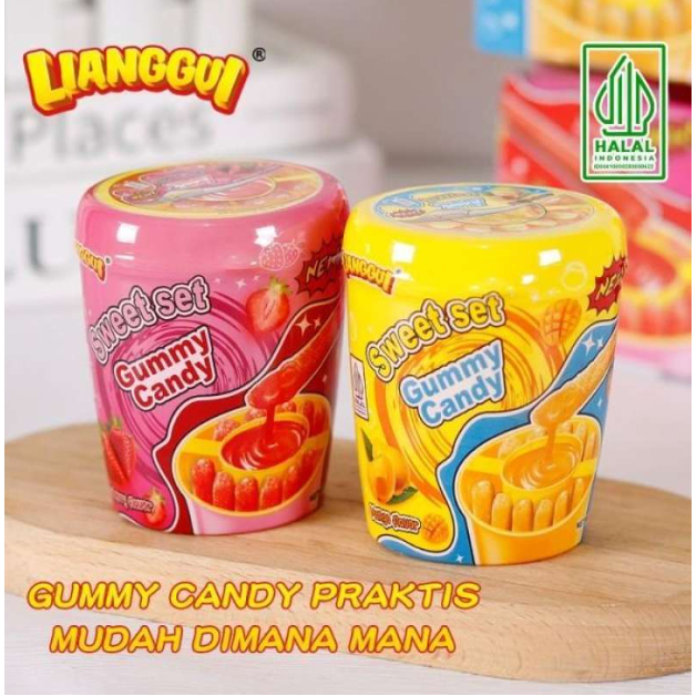 

Permen Lianggui Sticky Sweet Set Gummy dengan Saus Selai 60gr - Strawberry / Mangga