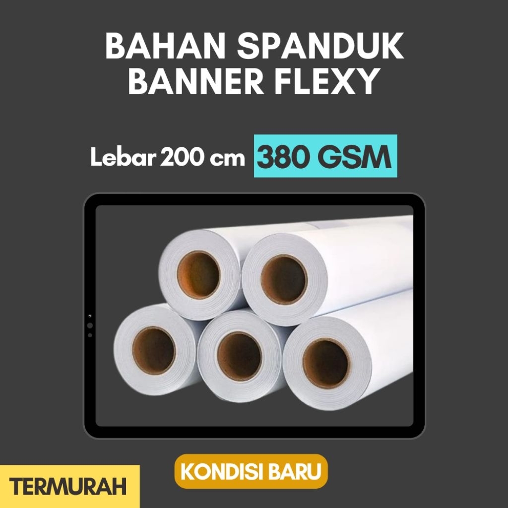 Bahan Spanduk Banner 380GSM Baru Polos Putih Flexi Uk lebar 200cm