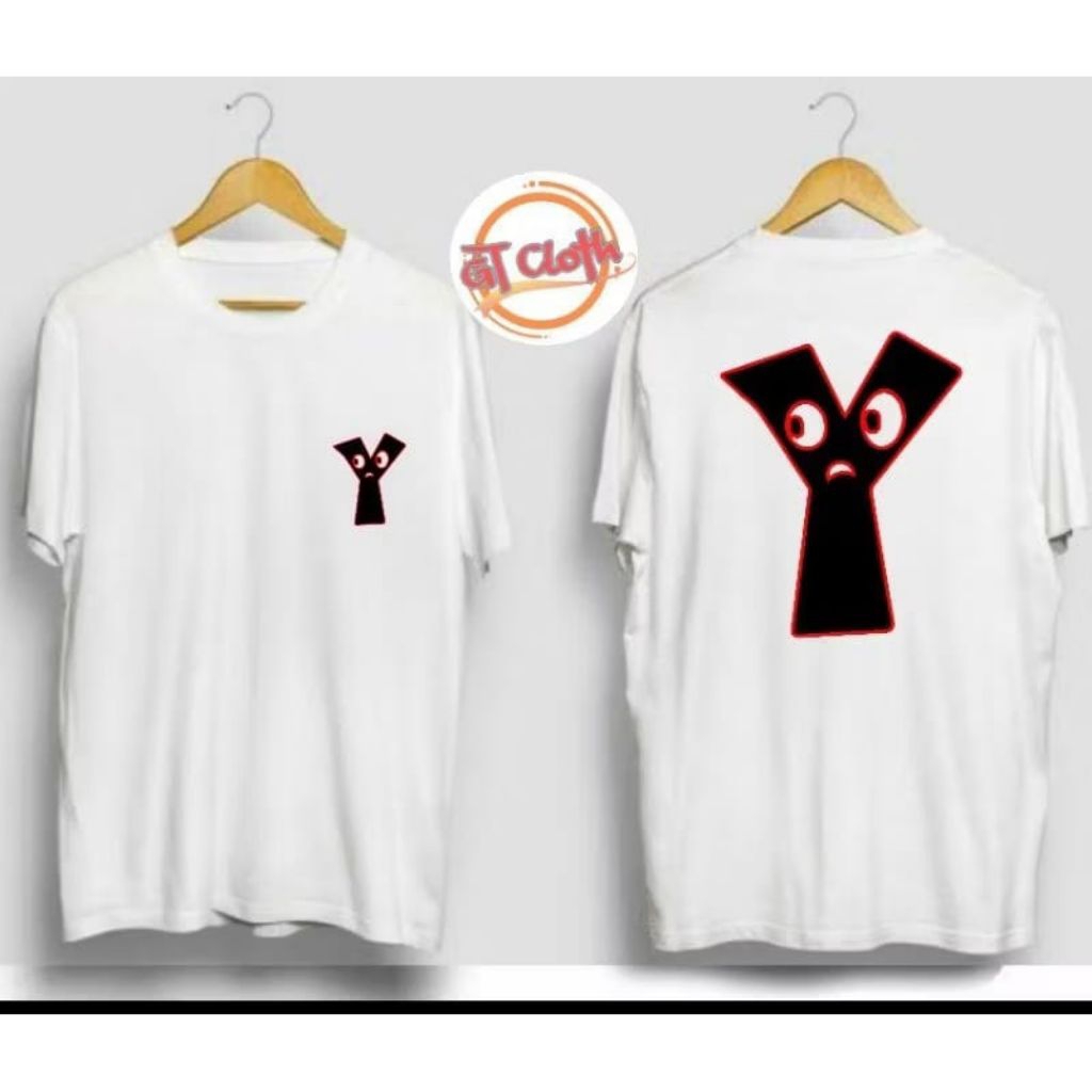 KAOS DISTRO INISIAL HURUF Y LOGO MONSTER BAHAN COTTON COMBED 30S