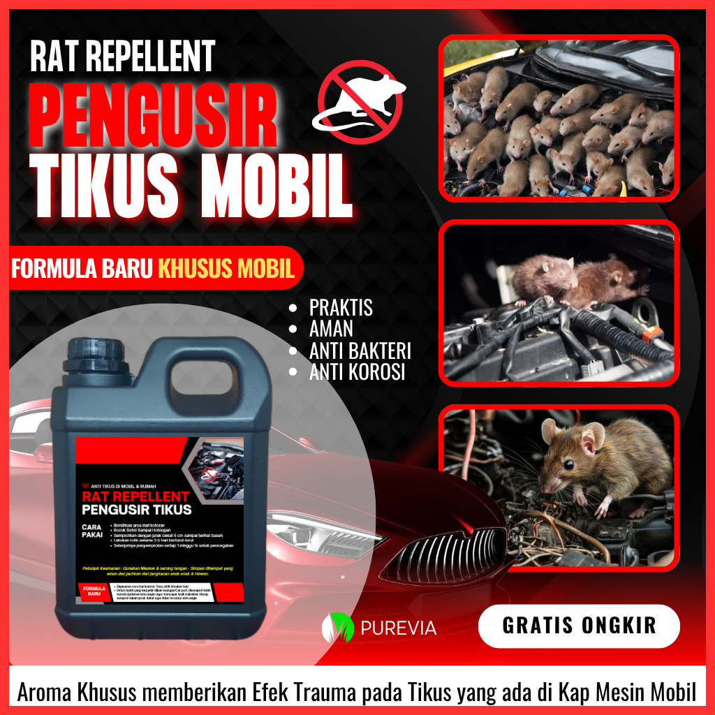 1 Liter - PENGUSIR TIKUS MOBIL PALING AMPUH 100% | PENGUSIR TIKUS DI MESIN MOBIL | PENGUSIR TIKUS DI