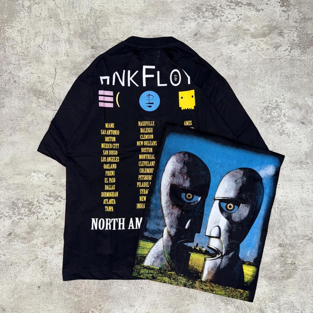 Baju Kaos Pull&Bear Oversize Pink Floyd N.A Tour 1994 - T Shirt Band Vintage Pink Floyd Black 20s