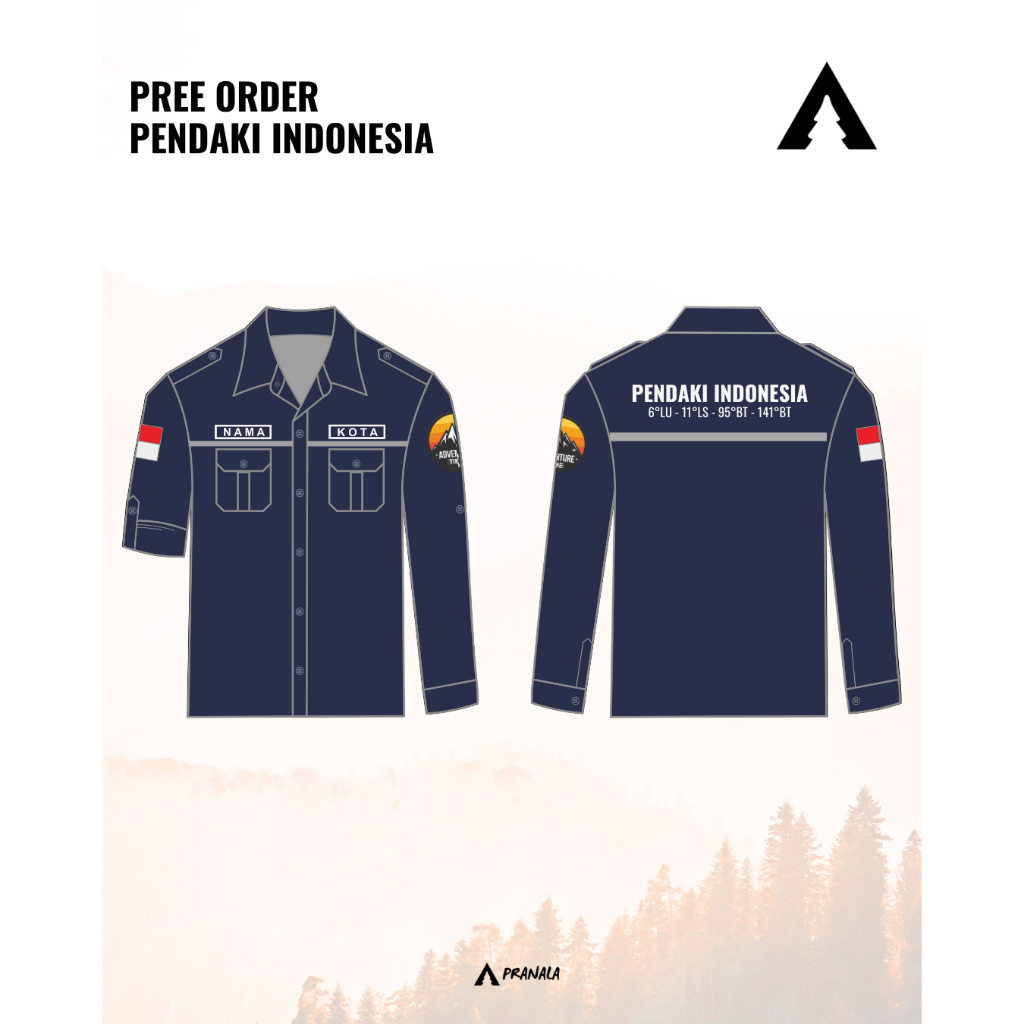 PREE ORDER KEMEJA GUNUNG PDL PENDAKI INDONESIA