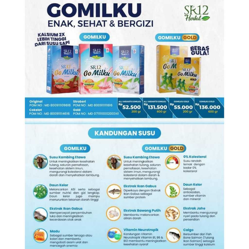 

Go Milku SR12 Herbal Sachet 25g Susu Kambing Etawa Asli