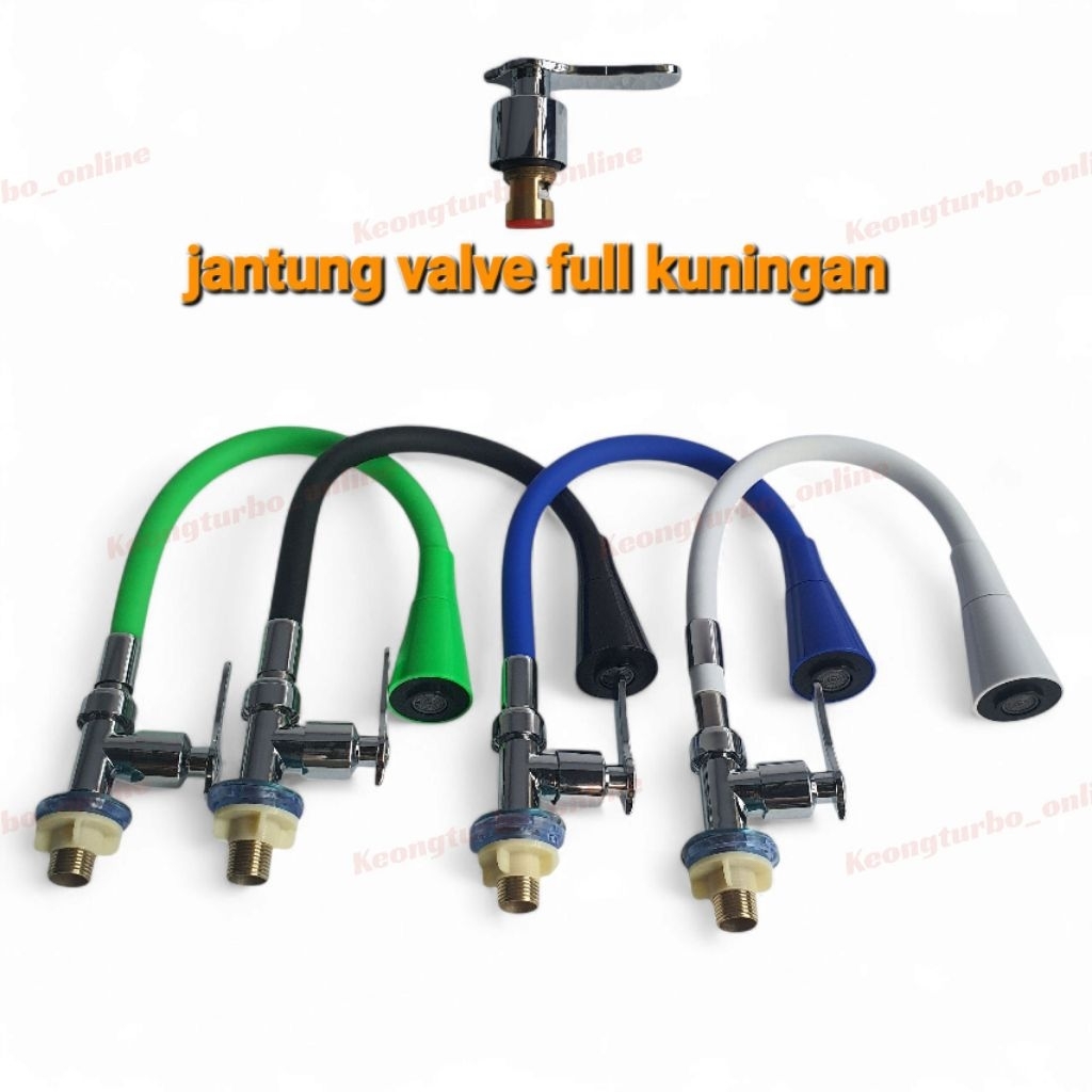 kran angsa flexible terompet cuci piring tanam keran sink meja dua mode warna rubber panjang 50cm le