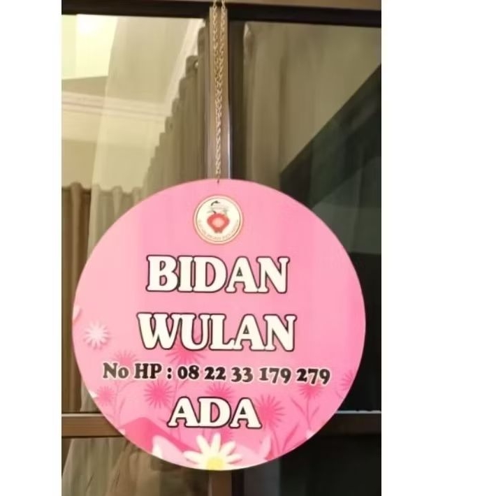 

Papan Nama Akrilik/Papan Nama Bidan Bulat D30 cm