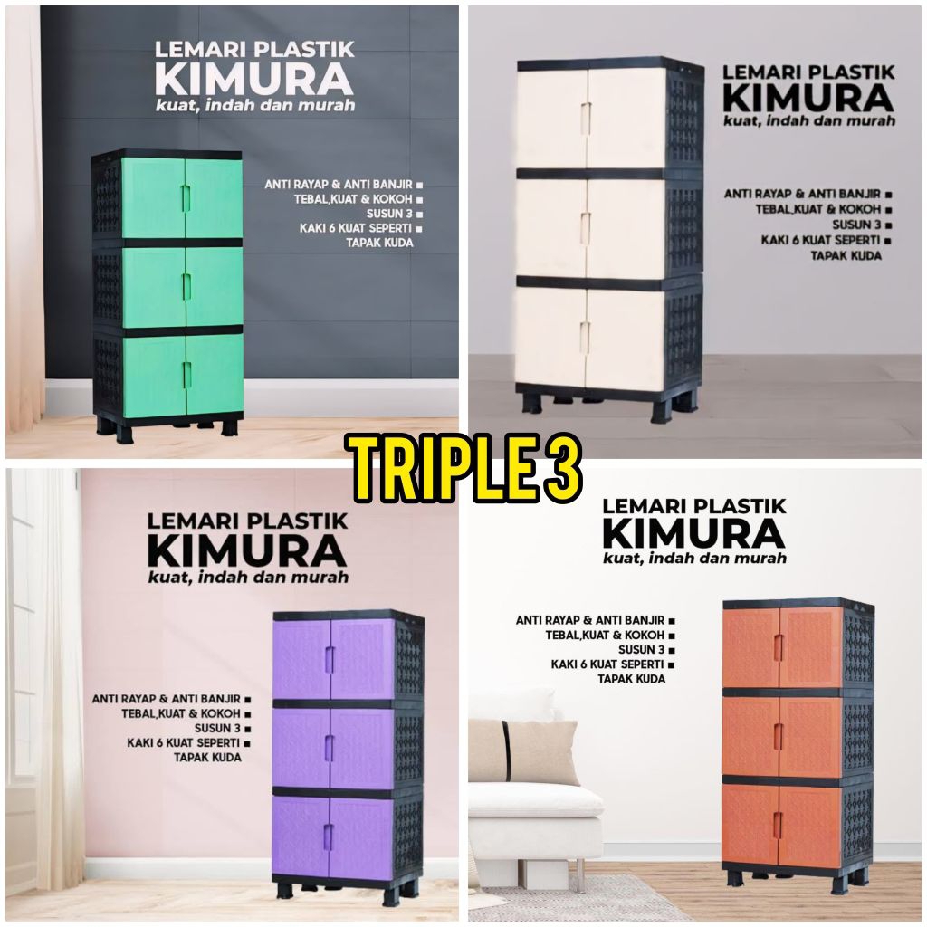 Lemari Plastik 3 Susun Kimura