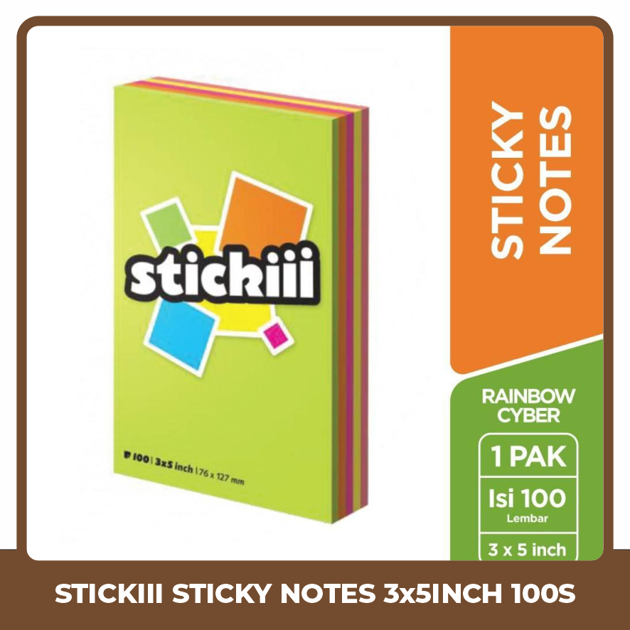 

UTB Stickiii Sticky Note 3x5inch | 76x127mm 100 Sheet 5 Warna
