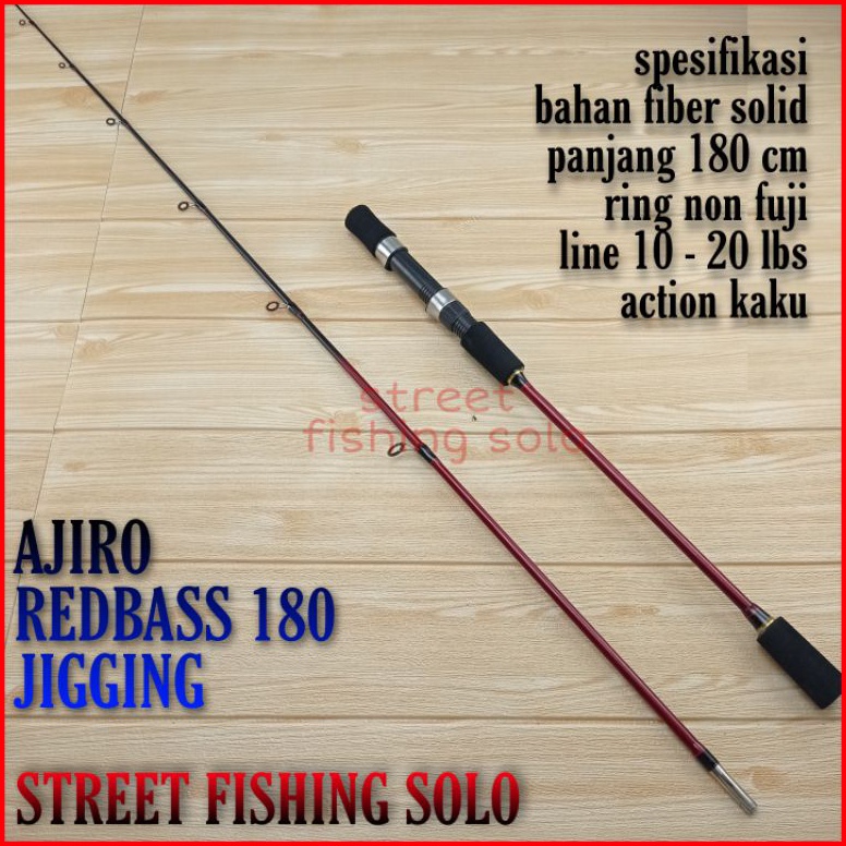 Disc Joran ajiro REDBASS JIGGING fiber solid kuat 15 kg ukuran 15 165 18 198 cm COD