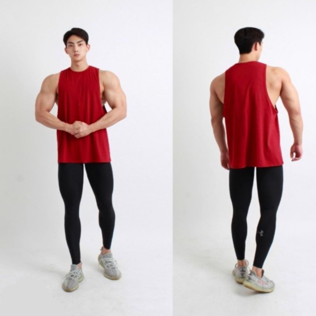Singlet Pria Low Cut Lekbong Polos / Singlet Pria Polos Tanpa Lengan