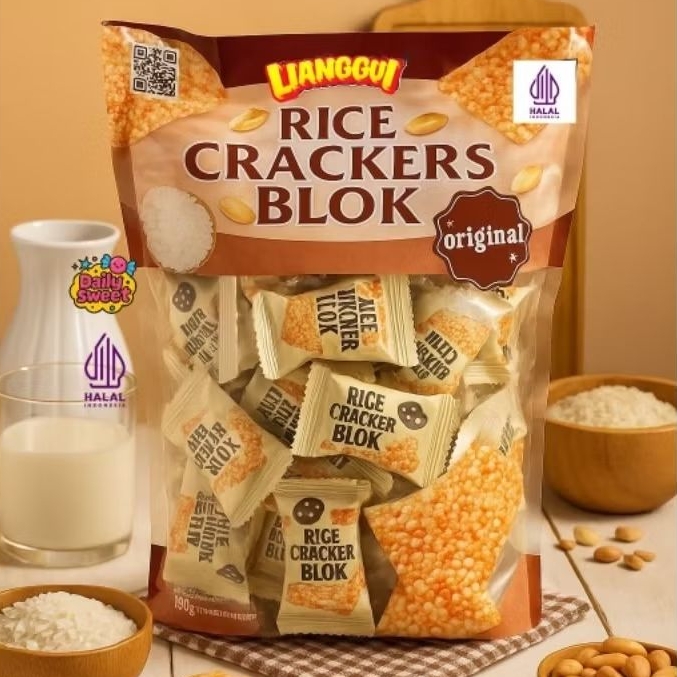 

[LIANGGUI] RICE CRACKERS BLOK ORIGINAL, BLACK RICE, JIPANG BERAS, KACANG ORIGINAL, BERAS HITAM, ORIGINAL, SNACK, CEMILAN, HALAL, VIRAL