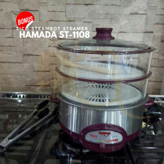 SICO | HAMADA ST - 1108 Steamboat with Steamer Hot Pot Anti Lengket / Alat Multifungsi Kukus Goreng 