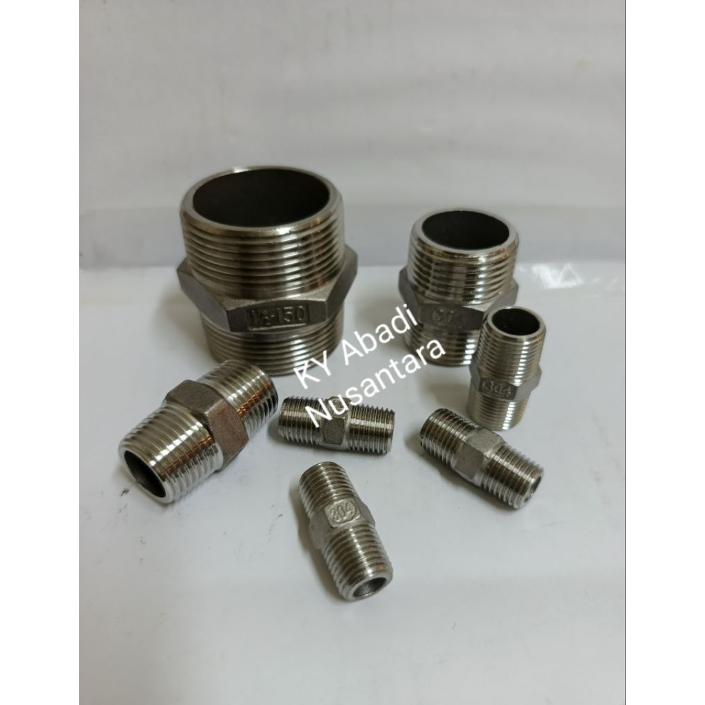 Double nepel 3"inch ss304 - hex nepel ss304 / double nepel ss304