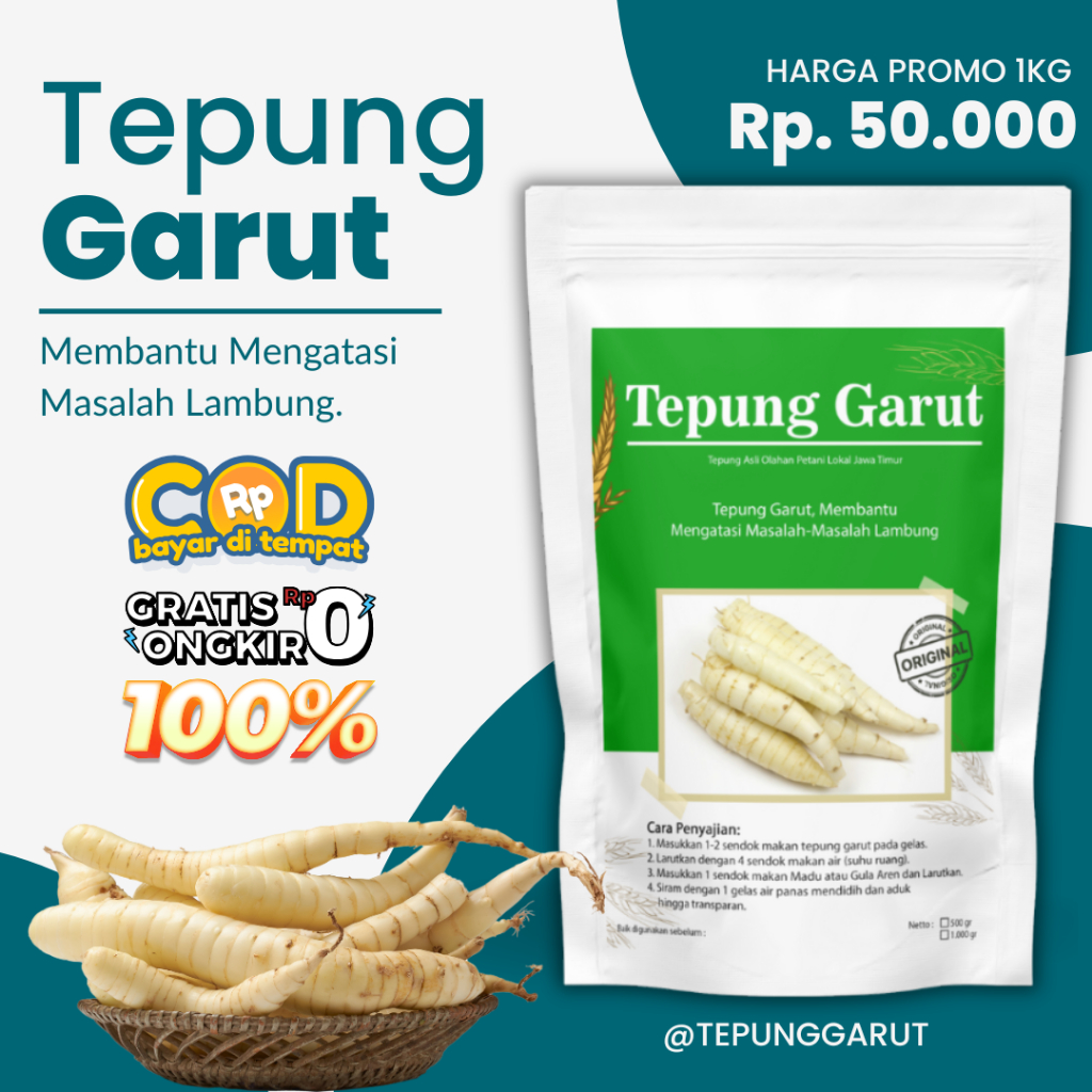 

BISA COD Tepung Pati Garut 1 Kg
