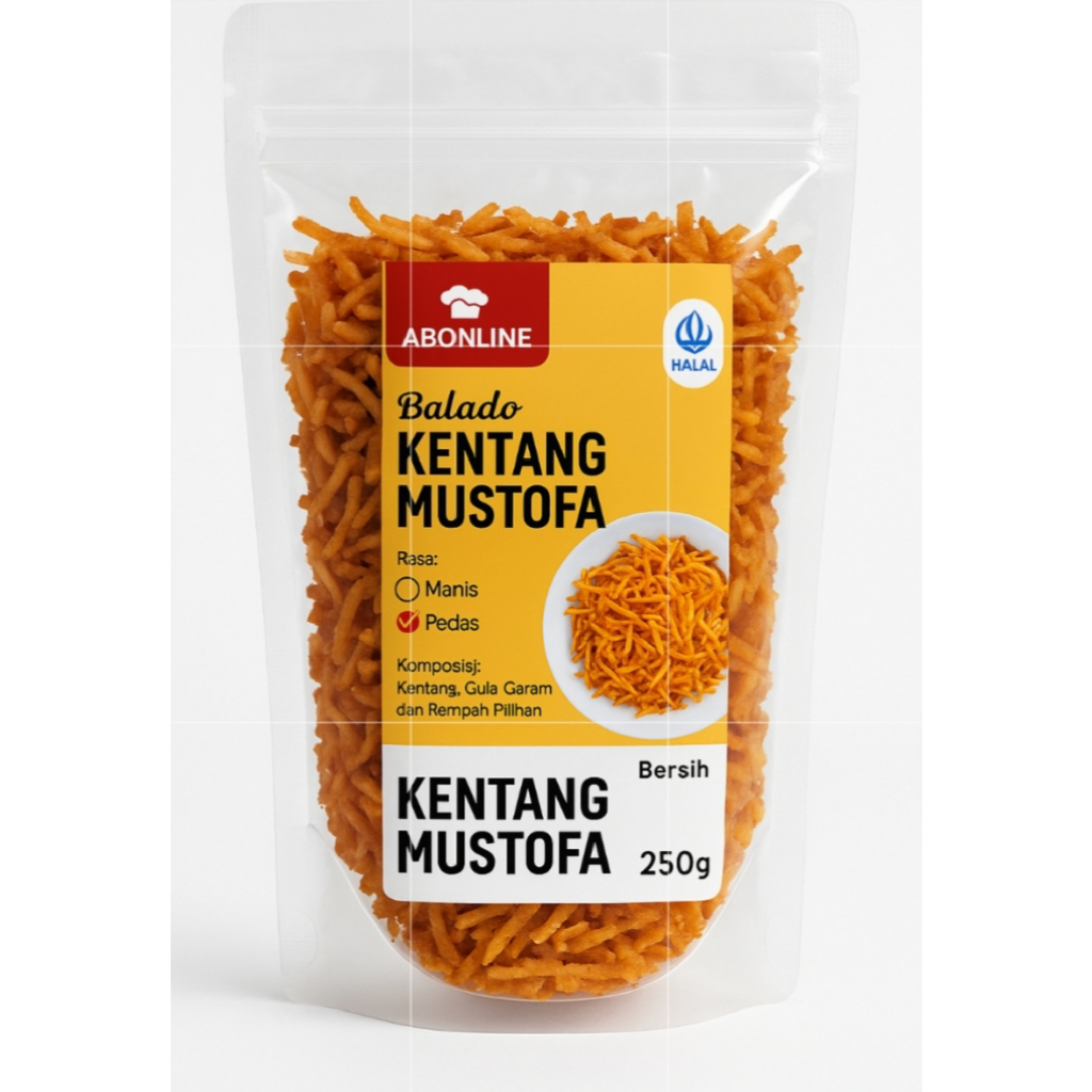 

Kentang Mustofa Abonline 250gr - Pedas Manis Daun Jeruk | Renyah Gurih Tahan Lama