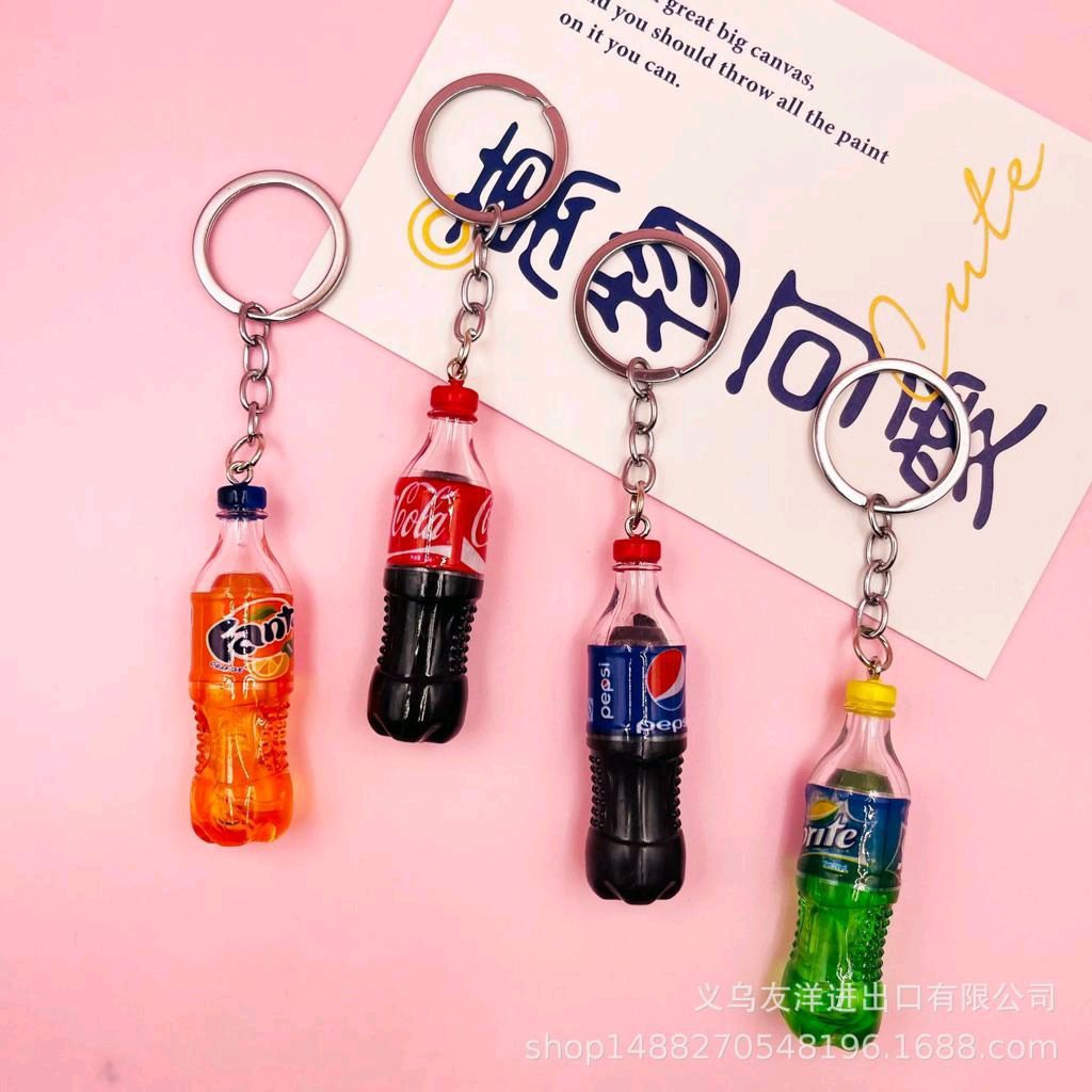 GANTUNGAN KUNCI BENTUK BOTOL MINUM SODA COLA PEPSI FANTA SPRITE Gantungan Kunci Miniatur Botol Kecap