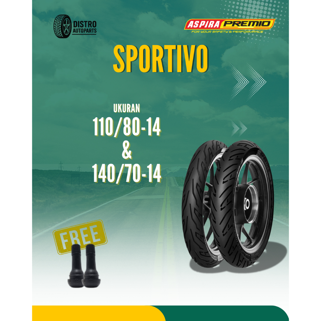 Ban motor Aerox Sepasang Aspira Premio Sportivo ring 14 Depan Belakang 110/80 & 140/70 Tubles