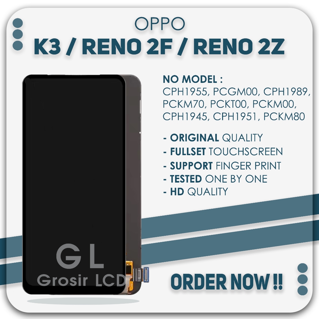 Grosir LCD Oppo Reno 2F / LCD Oppo Reno 2Z / LCD Oppo K3 ORIGINAL Fingerprint Garansi