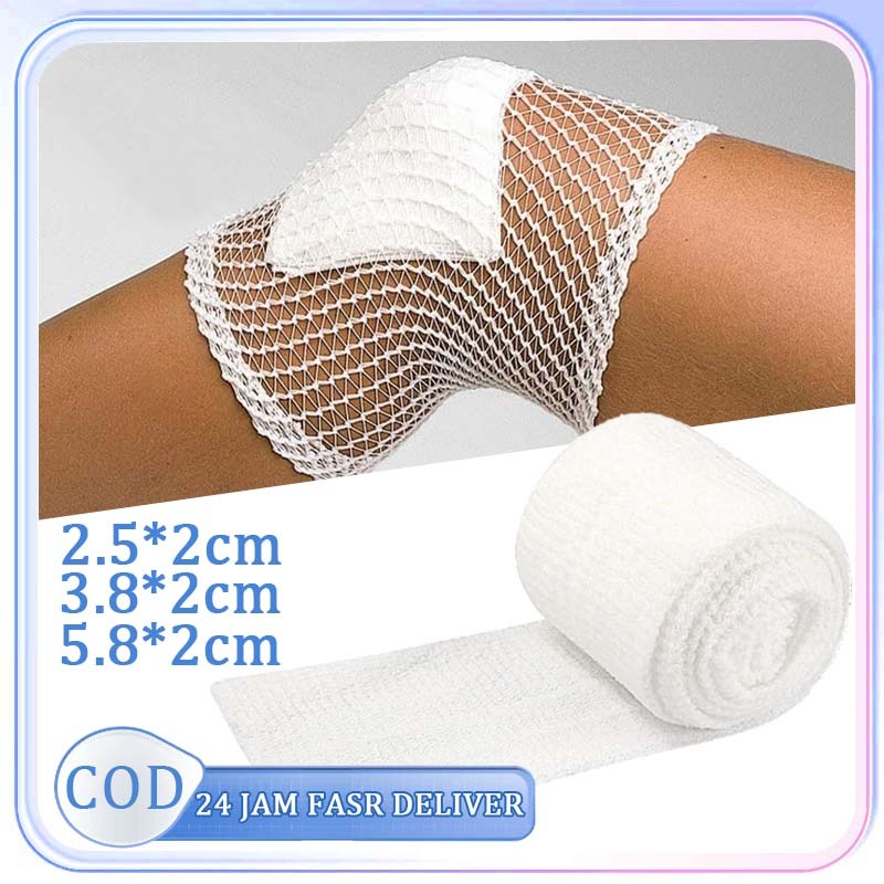 2m Net Elastic Bandage Perban Lutut Nyeri Elastis Perban Medis Set Jaring Tetap Perban Sendi