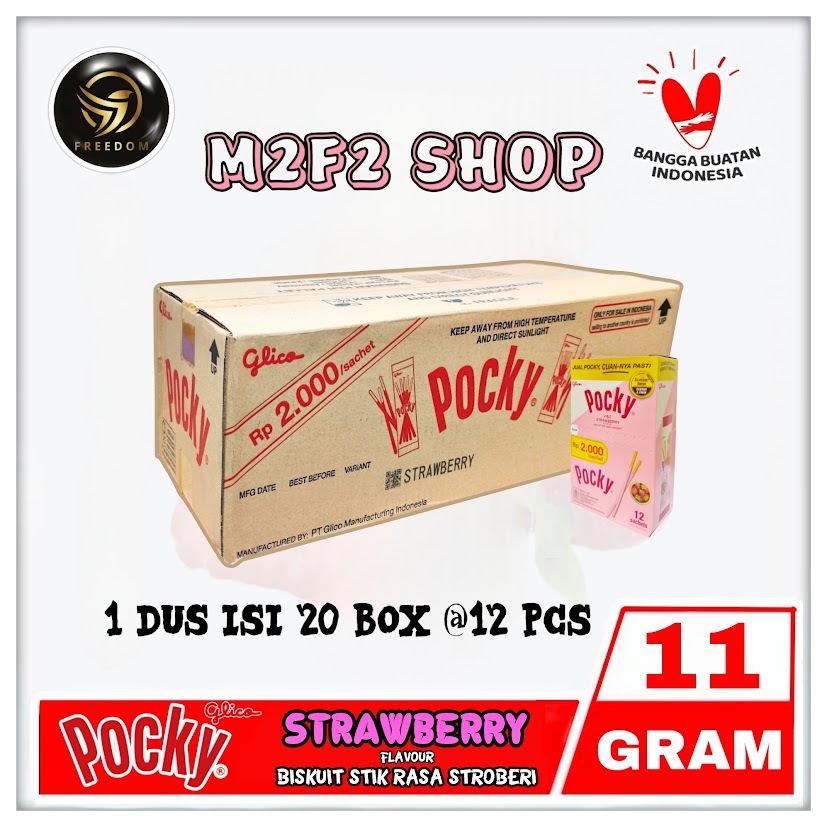 

Glico Pocky Biskuit Stroberi Stik | Strawberry Flavour - 11 gr (Kemasan Karton)