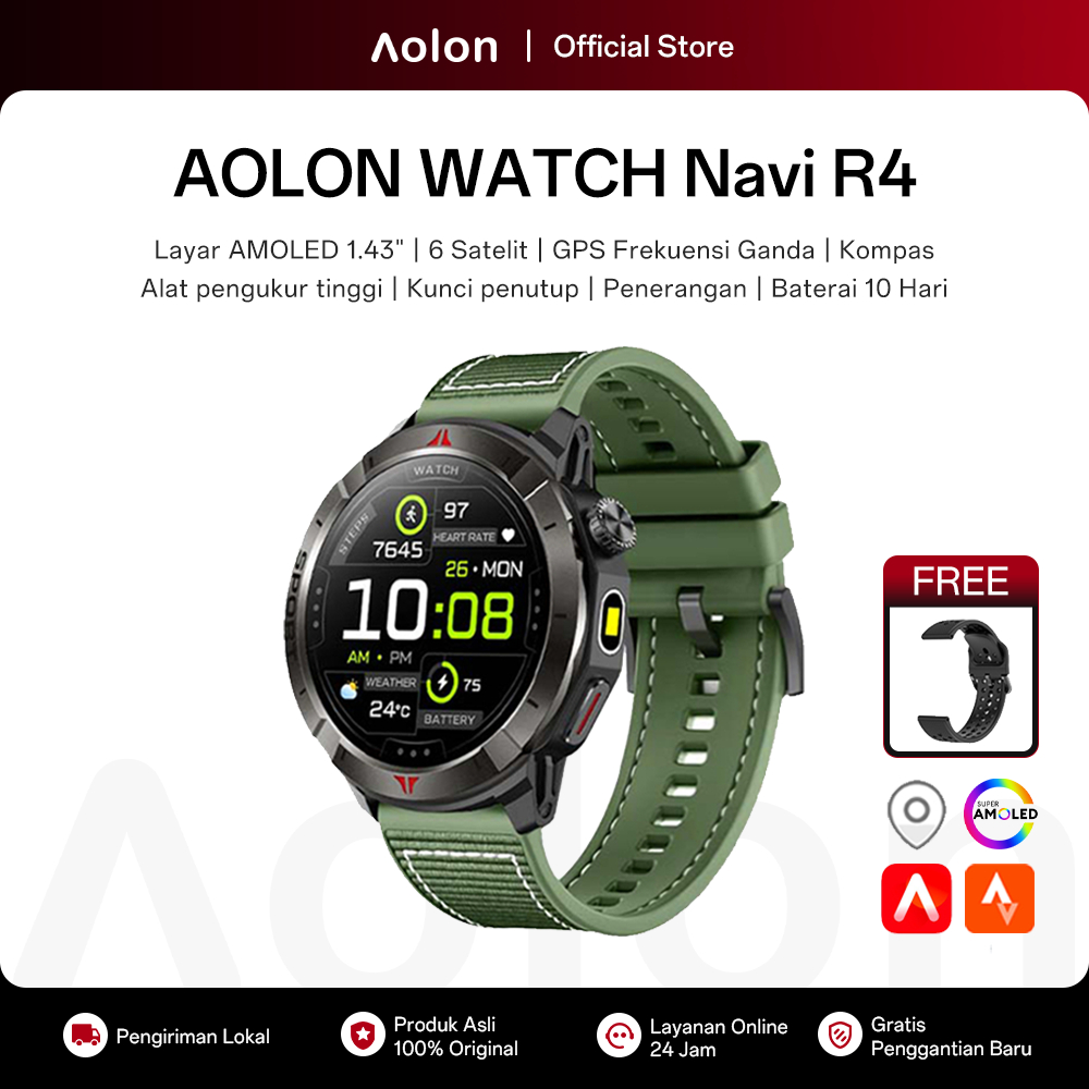Aolon Navi R4 New Smartwatch Dual GPS 6-satellite Positioning Track Map Compass Altitude IP68 Waterp