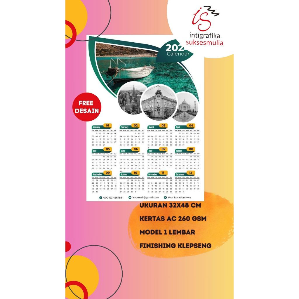 

KALENDER TAHUN 2026 Klepseng Tebal 1 lembar Kalender custom