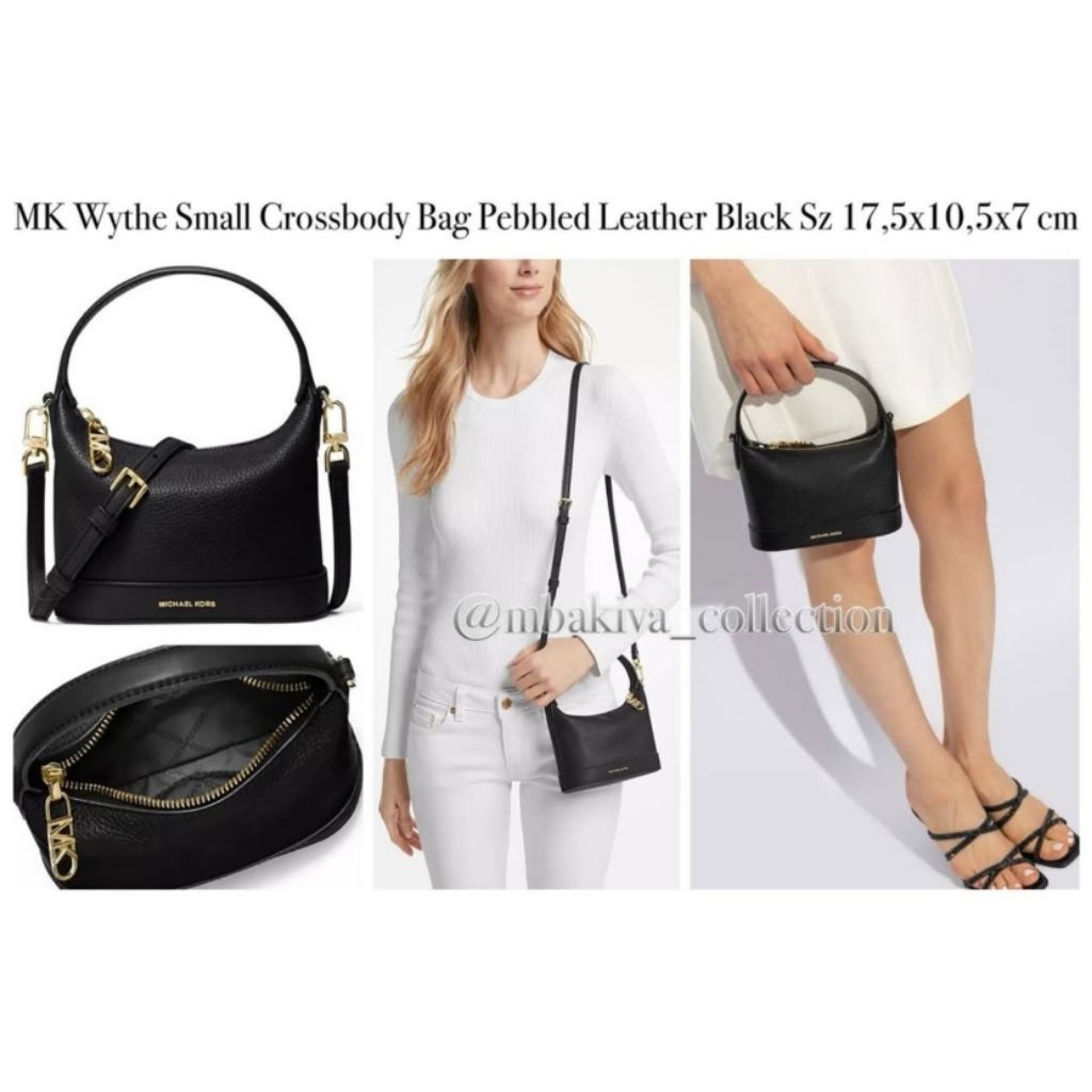 MK Wythe Small Crossbody Bag Pebbled Leather Black