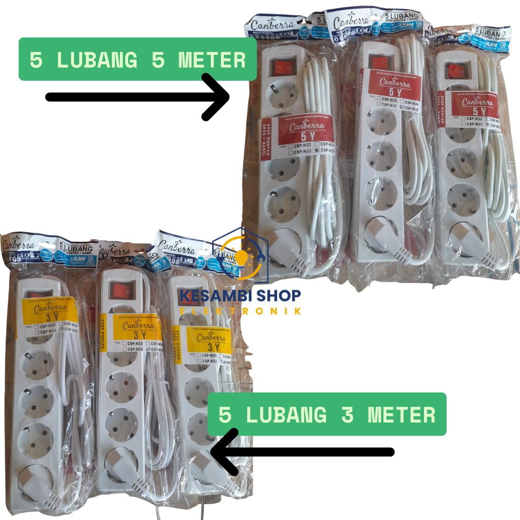 STOP KONTAK+KABEL 5LB PANJANG 3 METER & 5 METER STOP KONTAK ARDE KUNINGAN