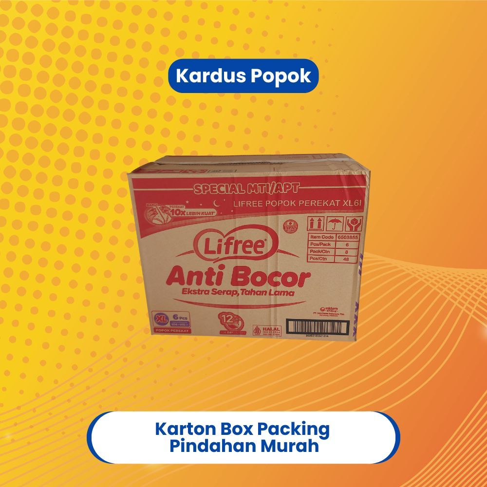 

Kardus ± 30 cm x 50 cm x 39 cm (700 gr) Bekas Popok Lifree Popok Perekat Kemasan Ball Single Wall 0.5 cm