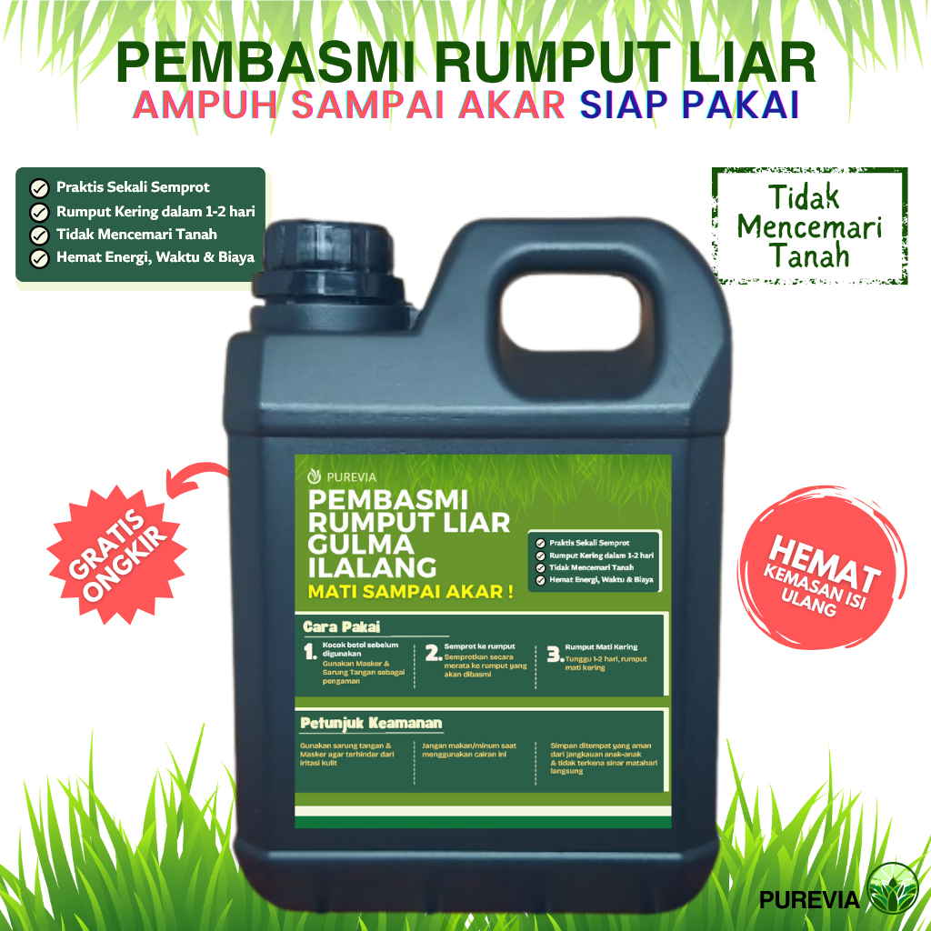 1Liter -CAIRAN PRAKTIS PEMBASMI RUMPUT LIAR - OBAT RUMPUT LIAR ILALANG AMPUH SAMPAI AKAR SIAP PAKAI