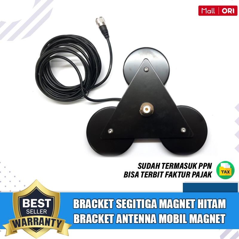 Bracket Segitiga Magnet Hitam 4 Meter Breket Antena Mobil Magnet Segitiga Black Kabel 4m