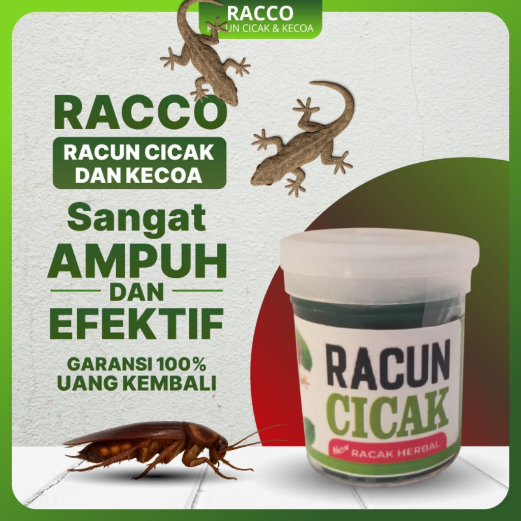 RACUN CICAK DAN KECOA RACCO NEW RACAK HERBAL PEMBASMI CICAK KECOA DAN TOKEK TERBUKTI AMPUH