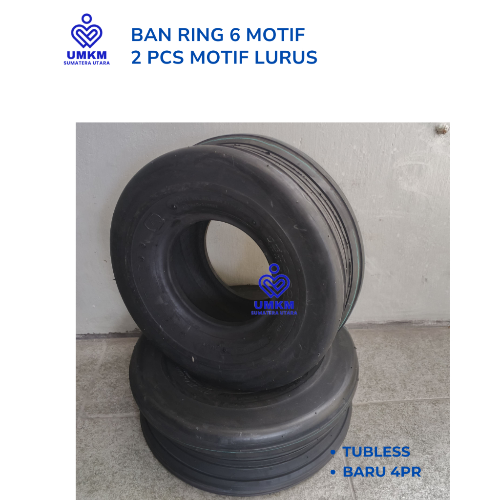 Ban Set 2 pcs tubless uk 15x6.00-6 4pr Ban ring 6 / Motif lurus / ban atv / Ban Gokart / Ban Buggy /