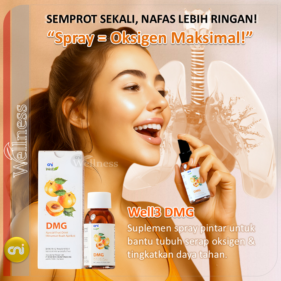 CNI Well3 DMG – Suplemen Spray DMG untuk Imun, Energi & Oksigen Tubuh | 30ml