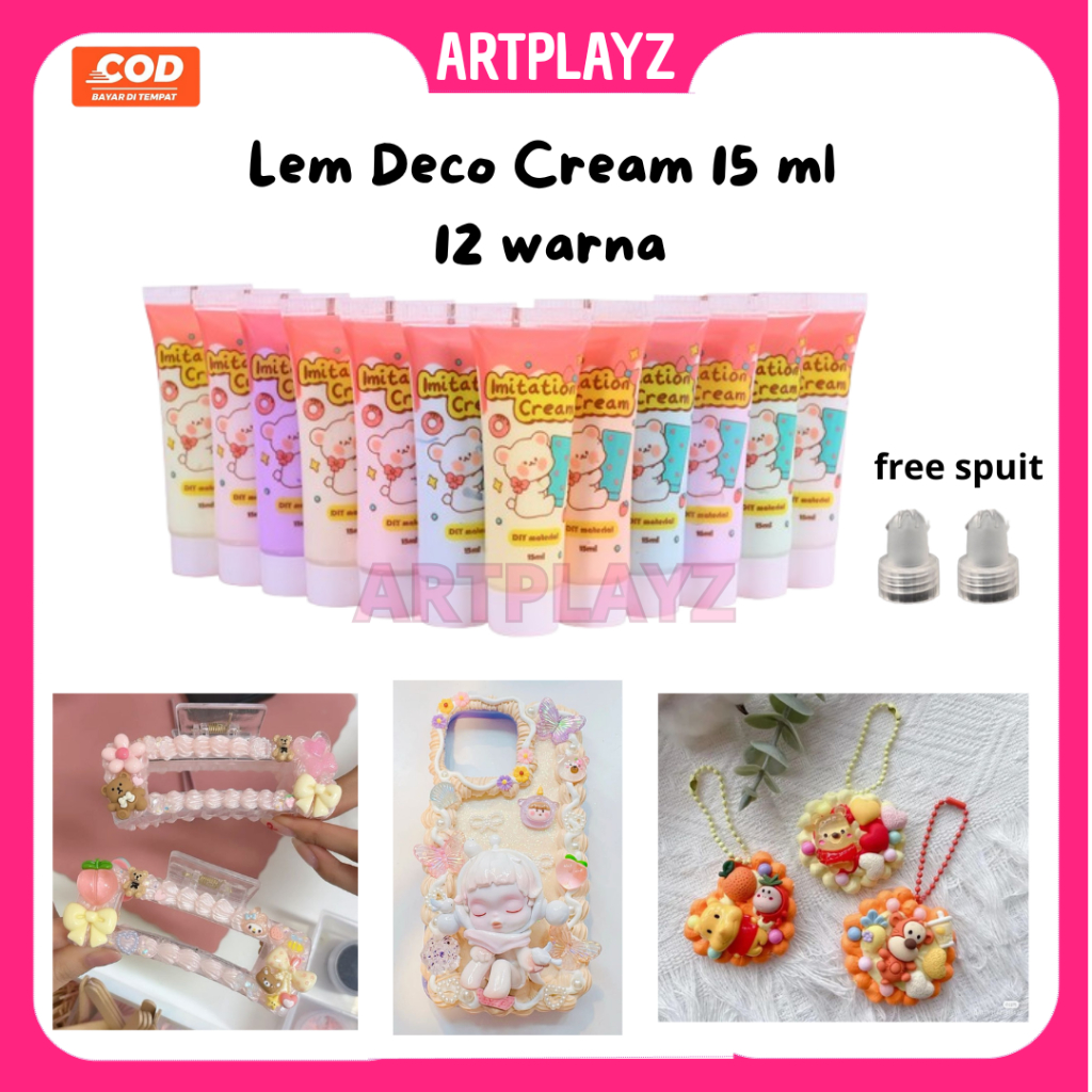 

Lem Deco Cream Resin Clay 15 ML 12 Warna free spuit, Lem DIY, Deco Cream,Glue Resin DIY