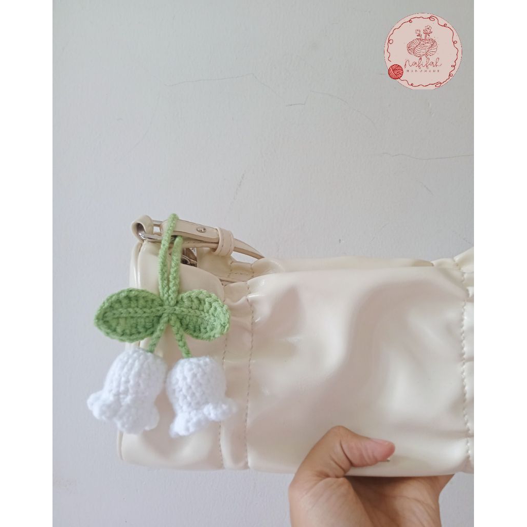 nafifahandmade - Lily of the Valley Keychain/Bagcharm Crochet 2 flower
