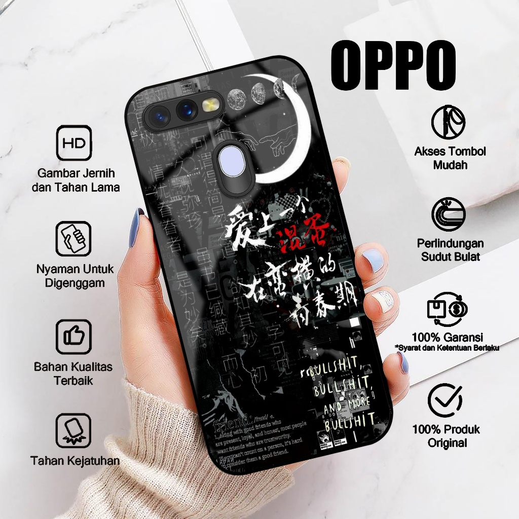 Case OPPO A5S OPPO A7 Casing OPPO A11K OPPO A12 A7X A12E A12S Motif AESTHE BLACK Softcase Glossy Har