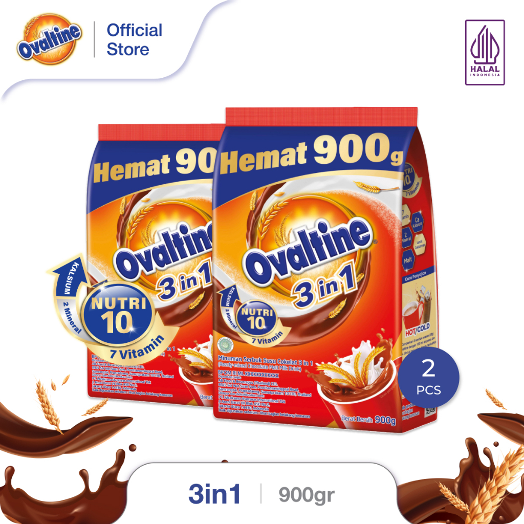 

OVALTINE 3in1 Susu Bubuk Coklat 900g x 2 Bag