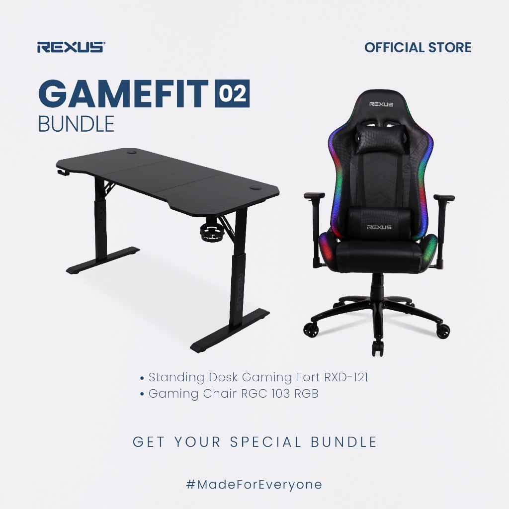 Rexus Gamefit Bundle 02 - Kursi Gaming RGB + Meja Gaming