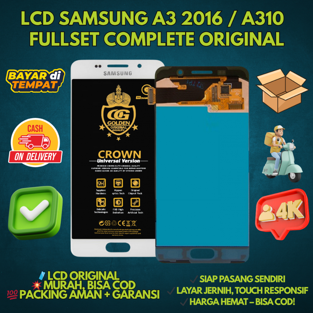 LCD SAMSUNG A3 2016 / (SAMSUNG GALAXY A3 2016) / A310 TOUCHSCREEN FULLSET COMPLETE ORIGINAL