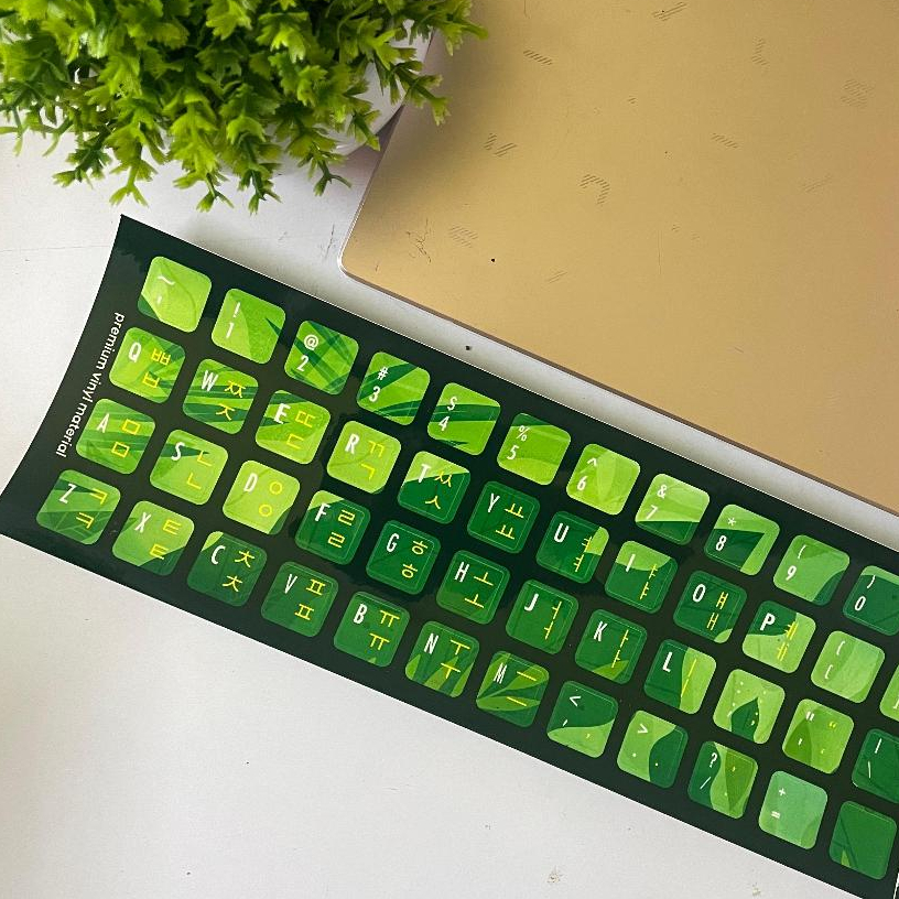 Stiker Sticker Keyboard Bahasa KOREA HANGUL Rimba Premium Vinyl PC Komputer Laptop Notebook waterpro