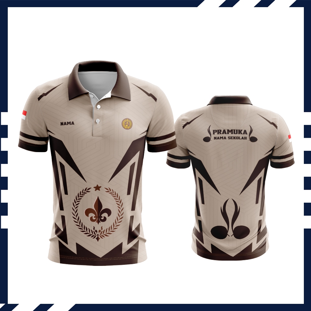 Kaos Polo Pria Pramuka Custom Nama Sekolah / Baju Guru Pramuka / Kaos Jersey Pramuka Pembina