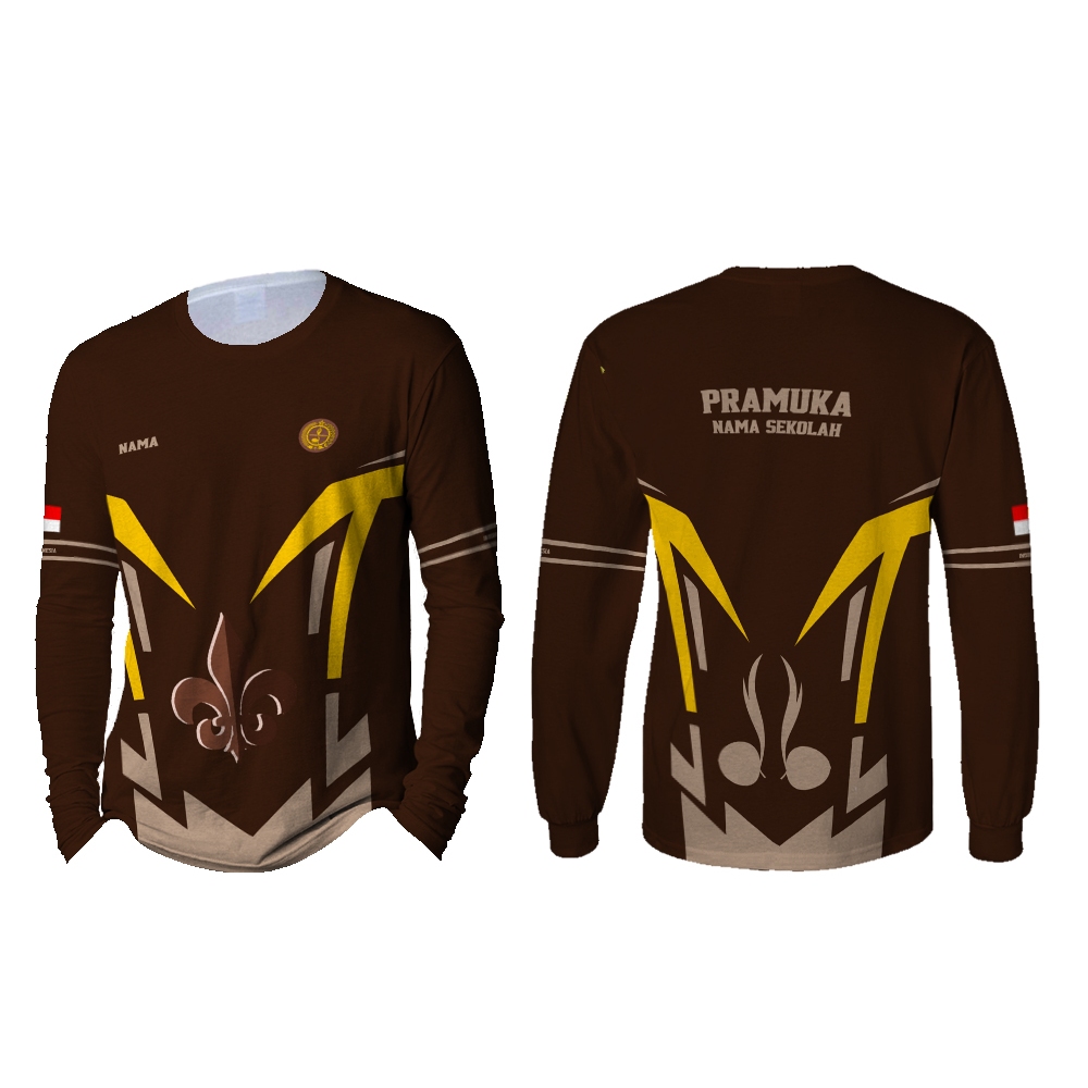 Kaos Pramuka Pria / Baju Kaos Jersey Pramuka Pembina Lengan Panjang / Baju Guru Pramuka Bisa Pake Na