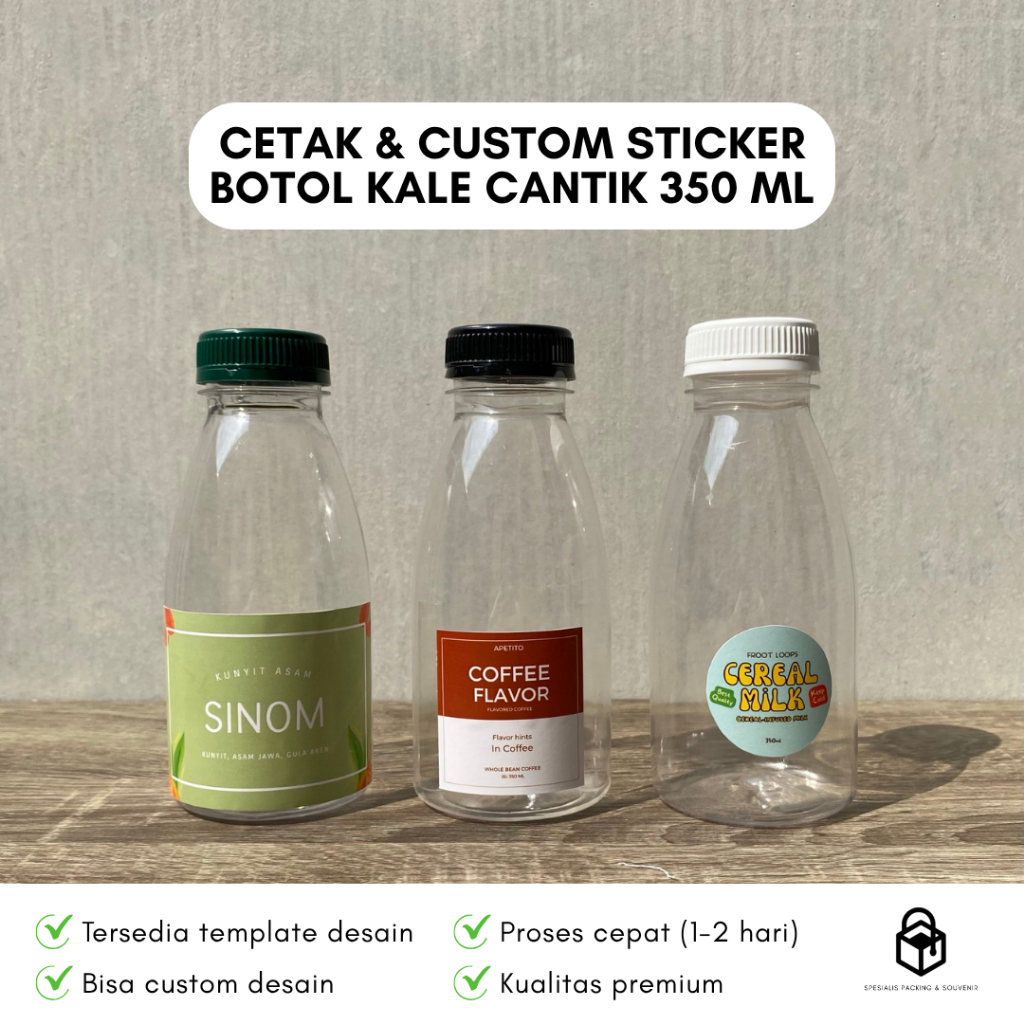 

Cetak Custom Stiker Botol Kale Cantik 350 ml | Print Label Sticker Logo